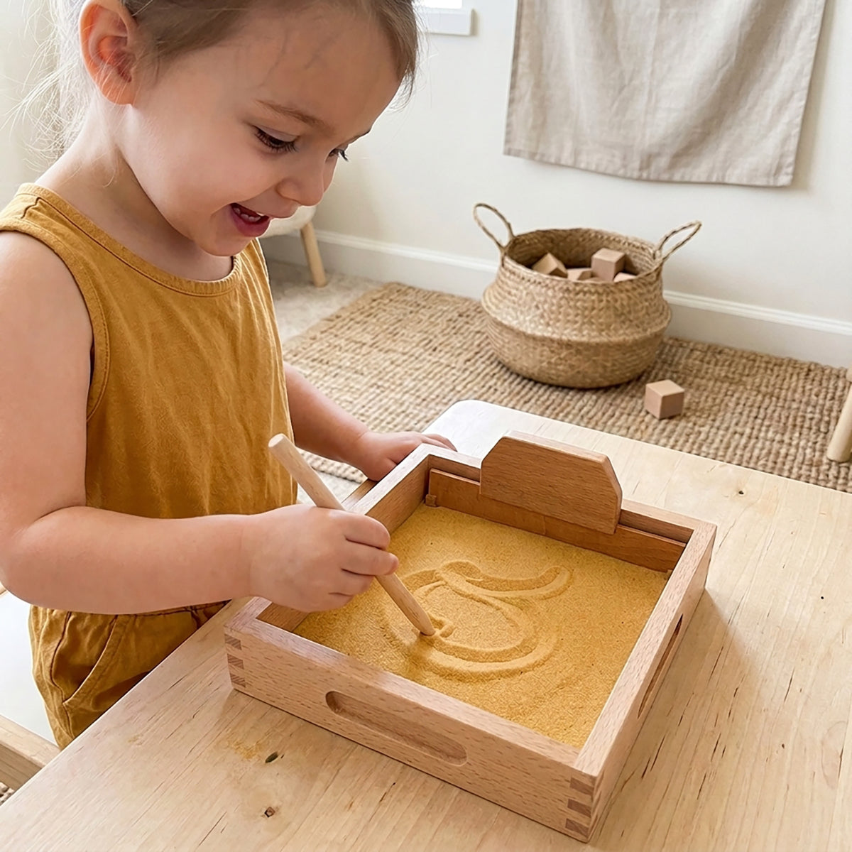 Wooden Sand Writing Tray for Toddler