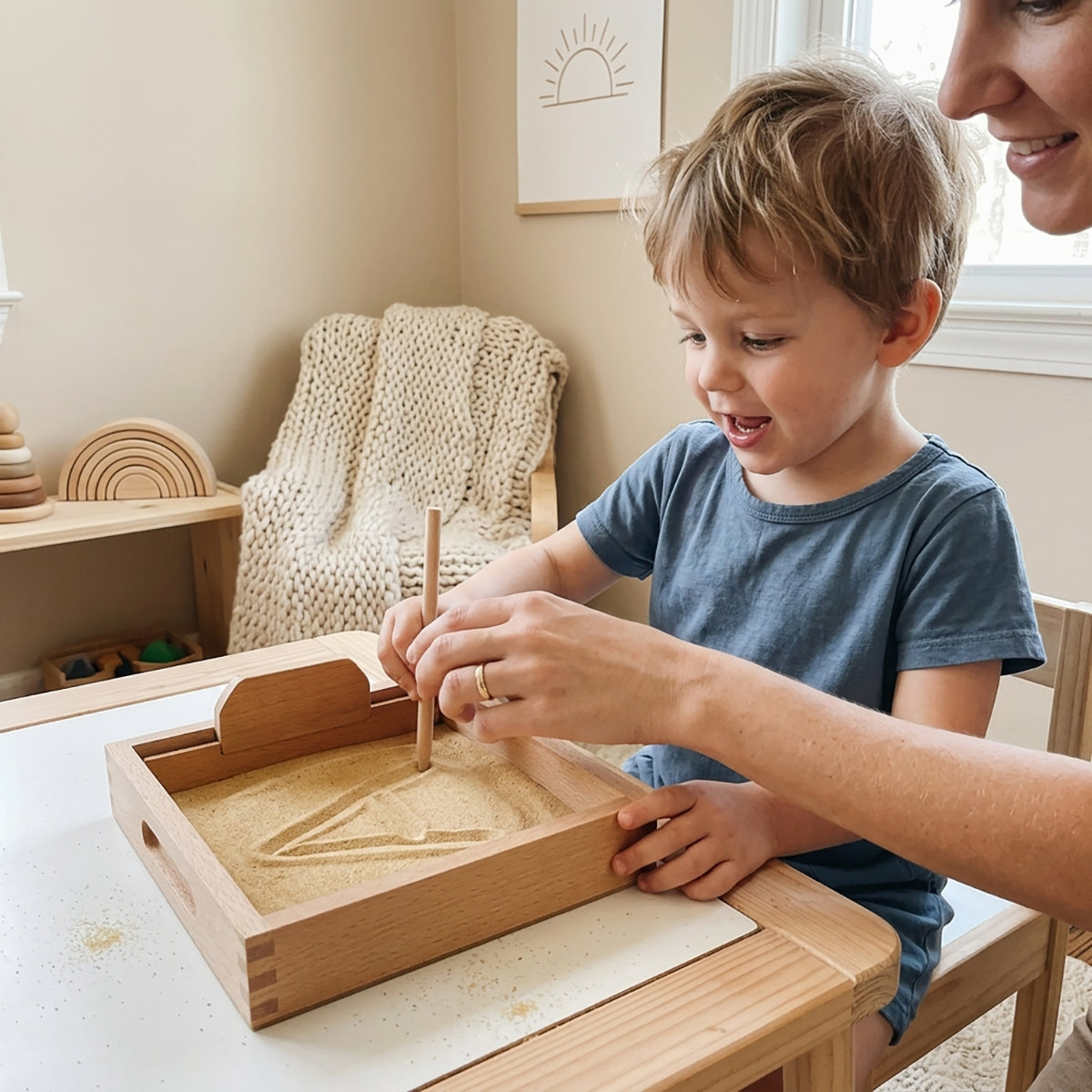 Wooden Sand Writing Tray for Toddler
