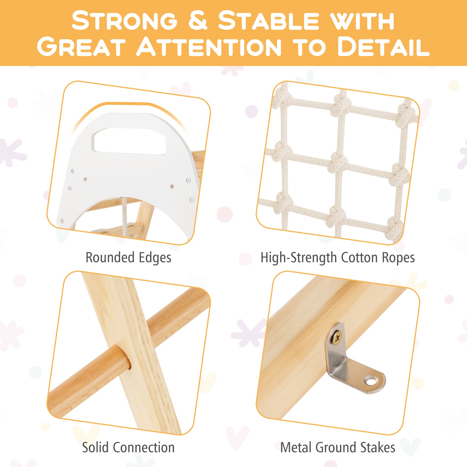 Montessori Wooden Indoor Jungle Gym with Monkey Bars with Reversible Slide and Swing